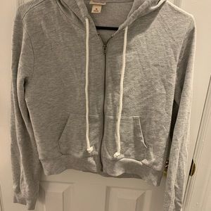 Grey Zip Up Cropped Hoodie